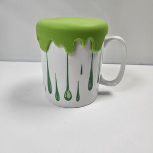 Tabletop Gallery Slime Mug Green with‎ Lid Coaster Silicone White